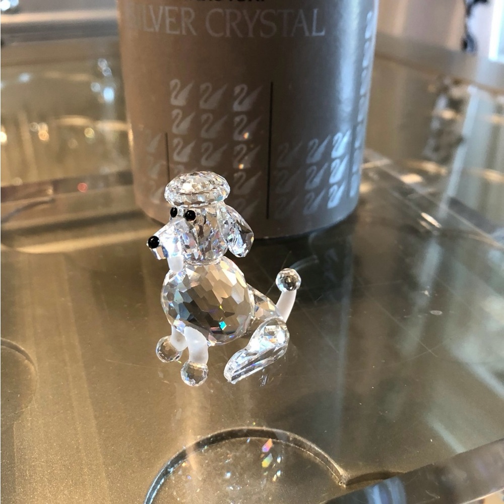 SWAROVSKI RETIRED 2-PIECE SITTING AND STANDING POODLES